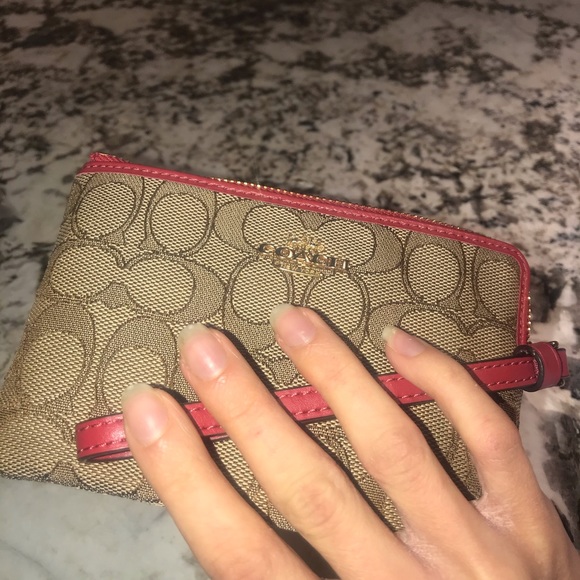 Coach Mini Wallet, Red/Khaki - Picture 2 of 5